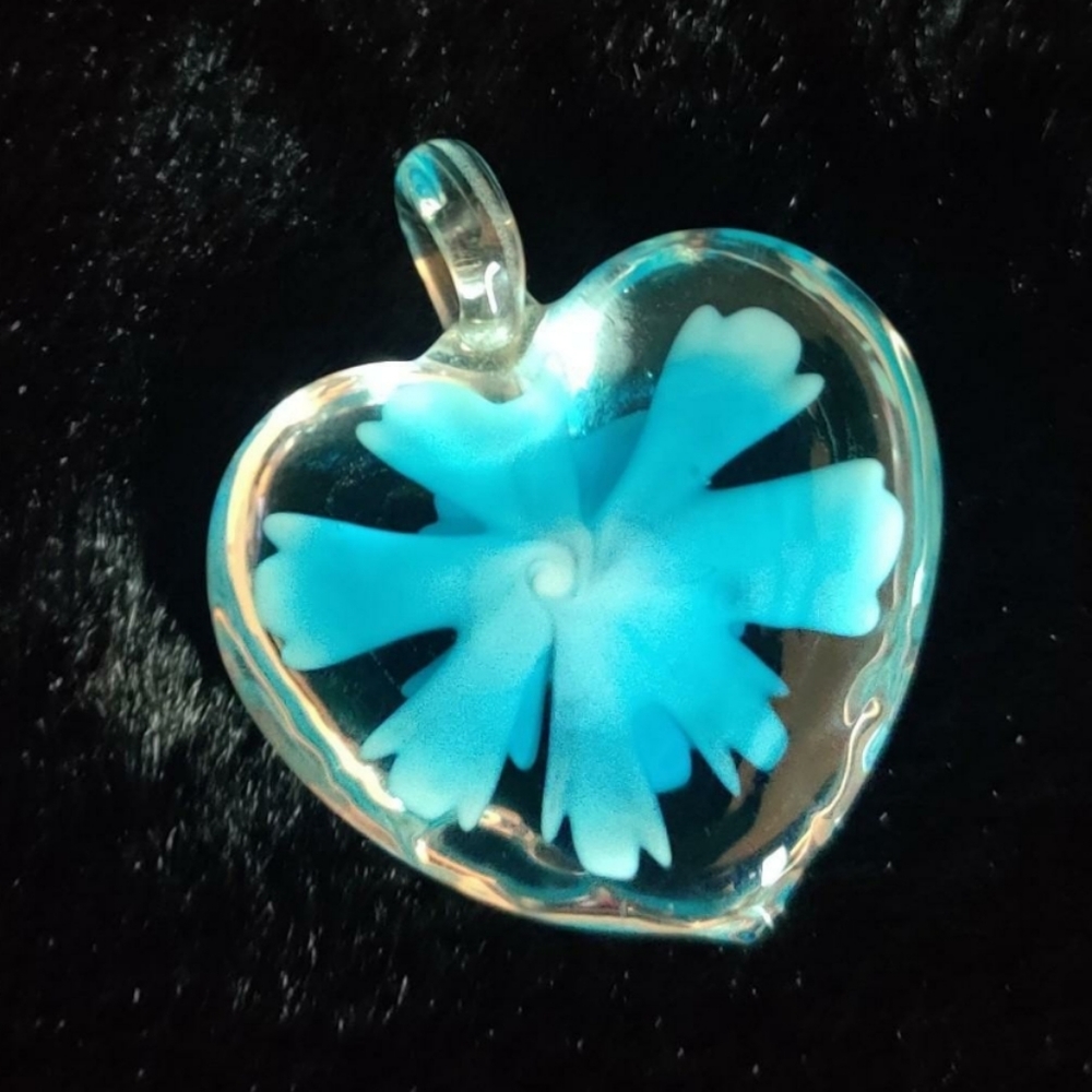 Hand Blown Glass Flower Pendant Y2k Beach Pendant Tropical Core - Picture 3 of 4